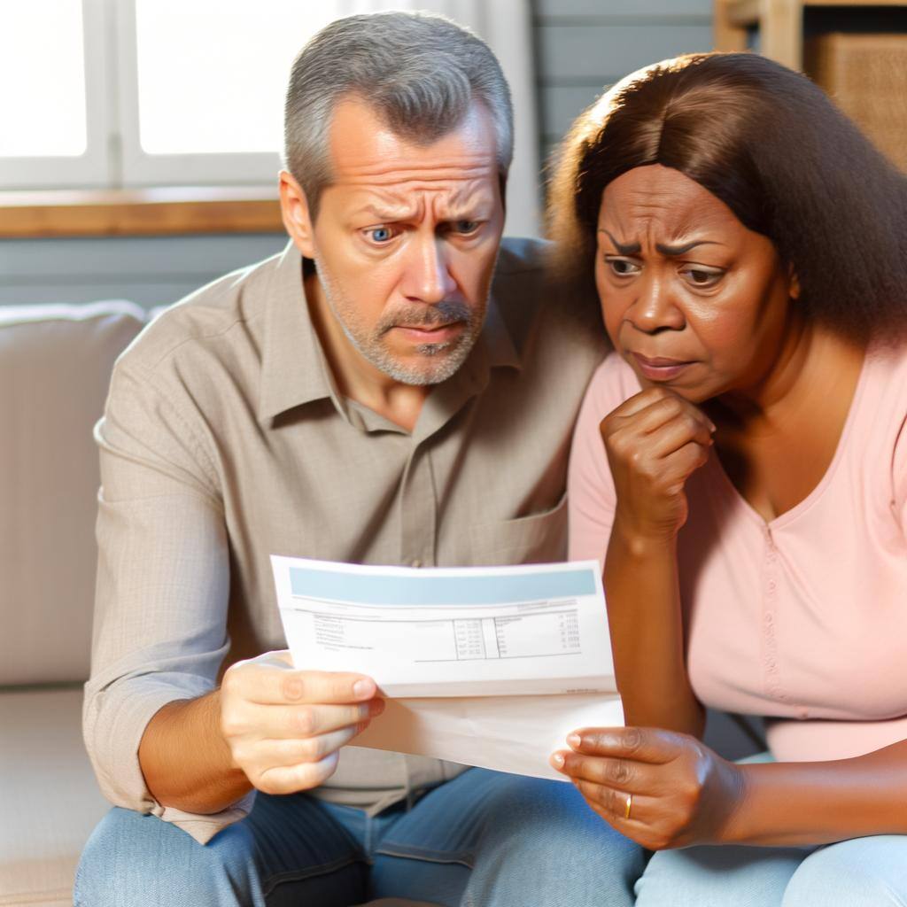 A middle-aged couple is shocked by an expensive medical bill.