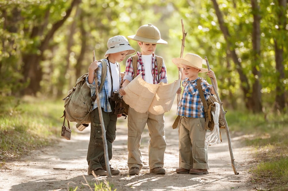 Three boys exploring